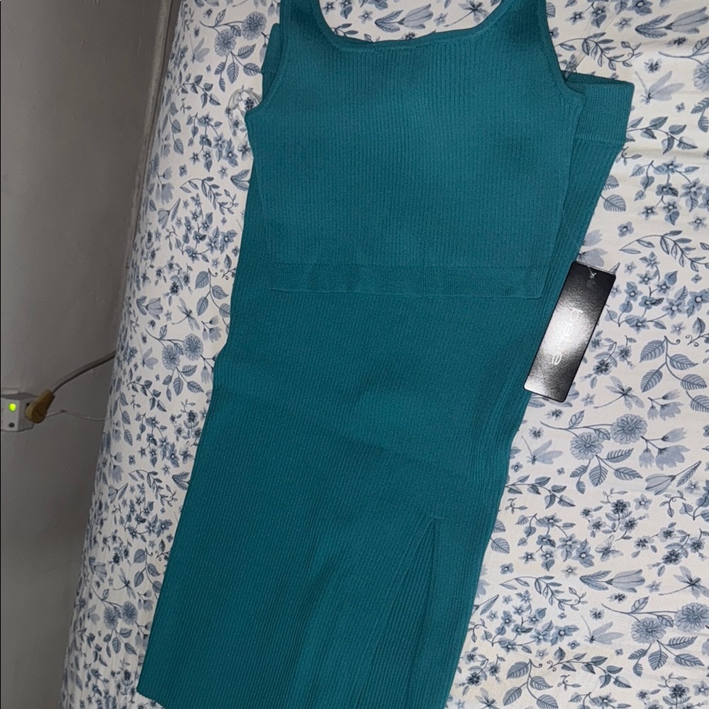 Bebe Teal Ribbed Two-Piece Set - Picture 5 of 5